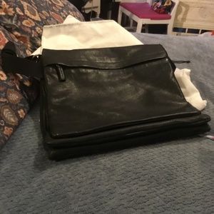 All leather messenger bag